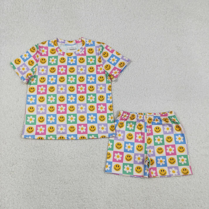 Sibling Baby Girls Colorful Flowers Butterfly Top Short Slouchy Clothes Sets