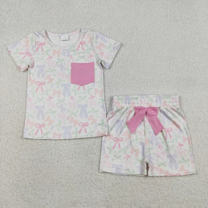 Sibling Baby Girls Short Sleeve Colorful Flowers Top Shorts Summer Clothes Sets