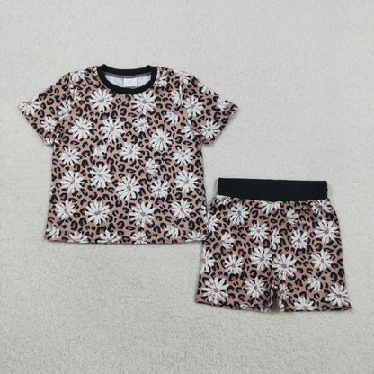 Sibling Baby Girls Colorful Flowers Butterfly Top Short Slouchy Clothes Sets