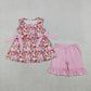 Sibling Clothing Baby Strawberry Girls Bows Tunic Ruffle Short Clothes Set Back Bow Rompers
