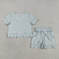 Sibling Baby Girls Colorful Checked Scallop Shirts Top Pockets Short Pajamas Clothes Sets