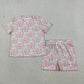 Sibling Baby Girls Colorful Flowers Butterfly Top Short Slouchy Clothes Sets