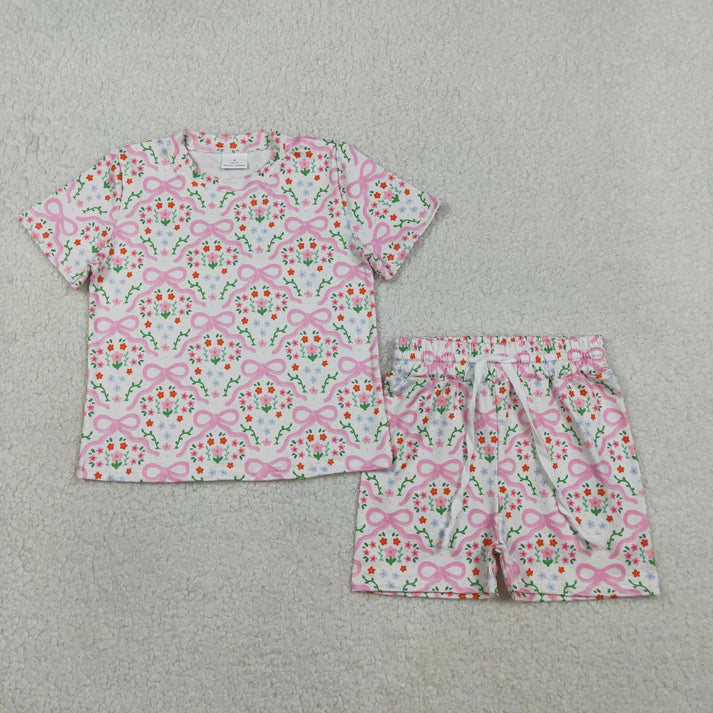 Sibling Baby Girls Colorful Flowers Butterfly Top Short Slouchy Clothes Sets