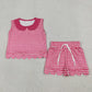 Sibling Baby Girls Short Sleeve Collar Checked Top Pockets Shorts Scallop Clothes Sets
