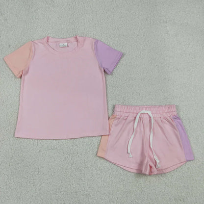Sibling Baby Kids Clothes Patchwork Shirts Tops Shorts Clothes Set Rompers