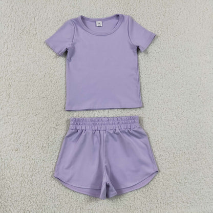 Sibling Baby Girls Colorful Short Sleeve Shirt Top Sport Short Yoga Active Clothes Sets