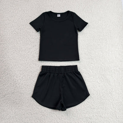 Sibling Baby Girls Colorful Short Sleeve Shirt Top Sport Short Yoga Active Clothes Sets
