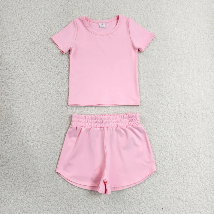 Sibling Baby Girls Colorful Short Sleeve Shirt Top Sport Short Yoga Active Clothes Sets