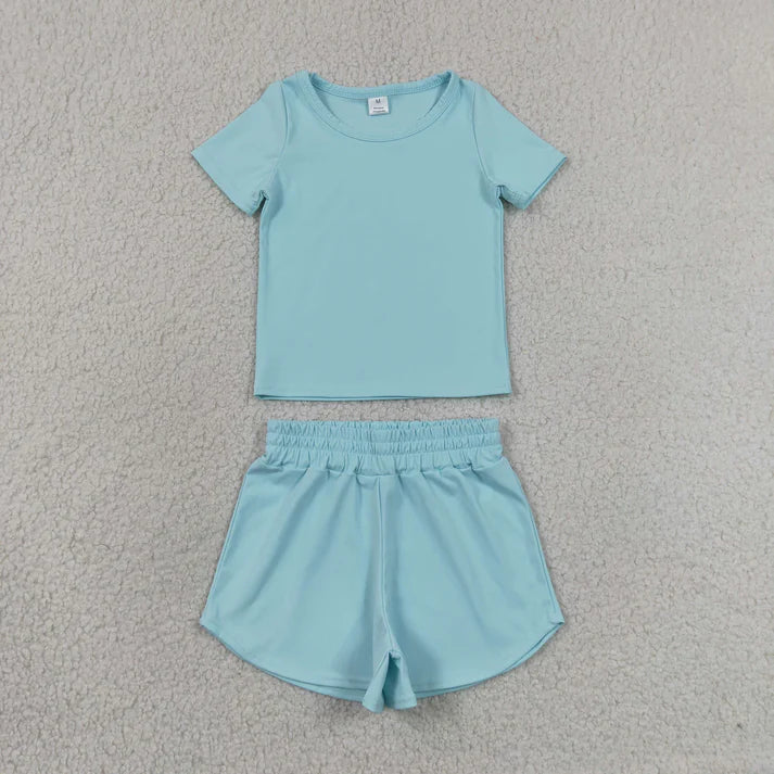 Sibling Baby Girls Colorful Short Sleeve Shirt Top Sport Short Yoga Active Clothes Sets