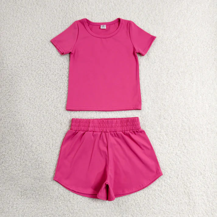 Sibling Baby Girls Colorful Short Sleeve Shirt Top Sport Short Yoga Active Clothes Sets