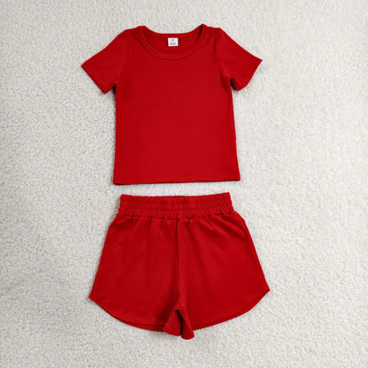 Sibling Baby Girls Colorful Short Sleeve Shirt Top Sport Short Yoga Active Clothes Sets