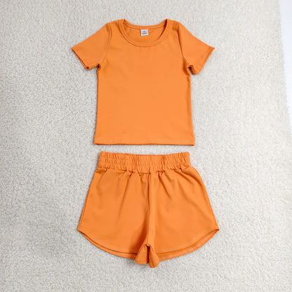 Sibling Baby Girls Colorful Short Sleeve Shirt Top Sport Short Yoga Active Clothes Sets