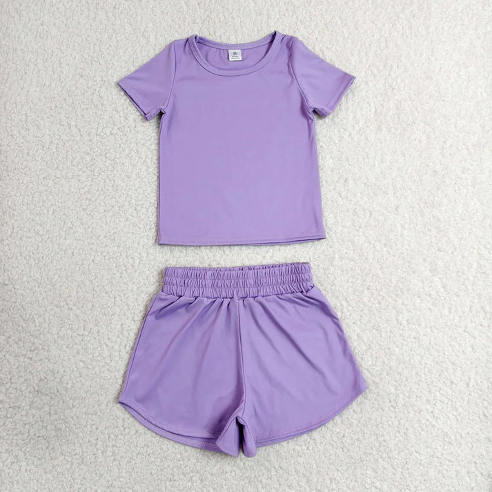 Sibling Baby Girls Colorful Short Sleeve Shirt Top Sport Short Yoga Active Clothes Sets