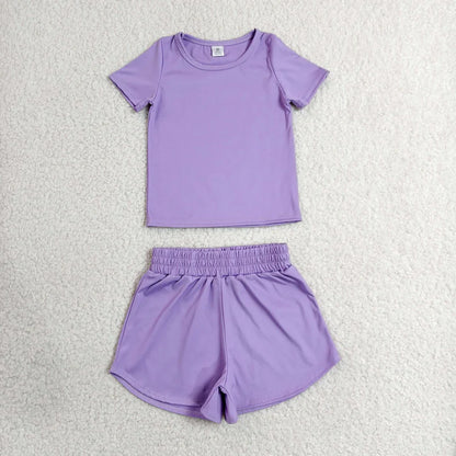 Sibling Baby Girls Colorful Short Sleeve Shirt Top Sport Short Yoga Active Clothes Sets