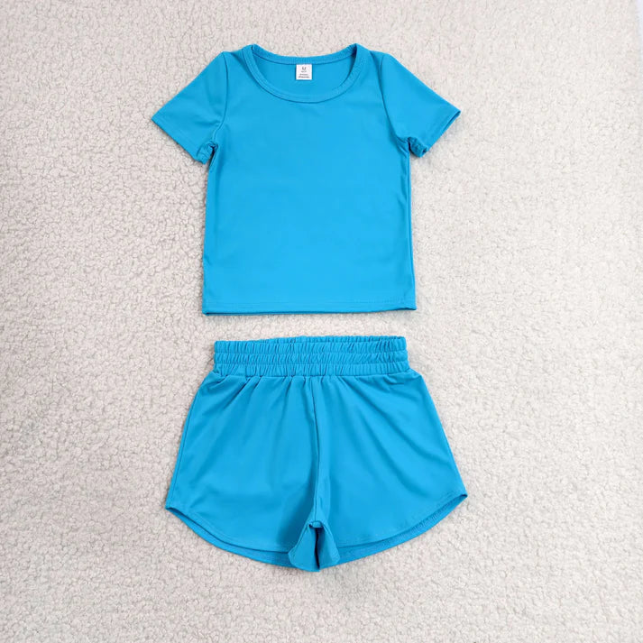 Sibling Baby Girls Colorful Short Sleeve Shirt Top Sport Short Yoga Active Clothes Sets
