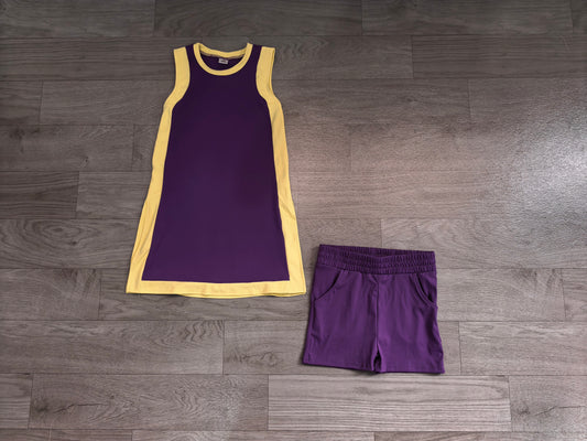 Baby Girls Sleeveless Yellow Purple Yoga Active Split Skirt Short Clothes Set Preorder GSSO3844