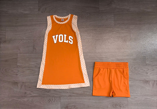 Baby Girls Orange Polka Dots Vols Split Tunic Short Yoga Active Team Clothes Sets Preorder GSSO3852