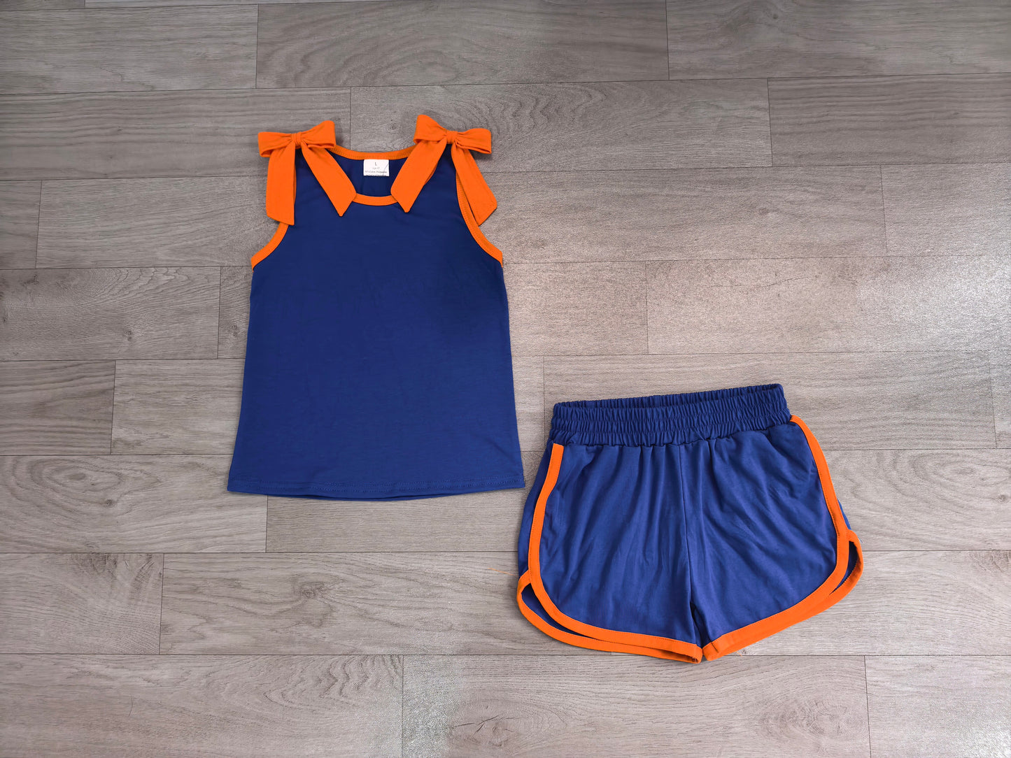 Baby Girls Clothes Hot Blue Orange Bows Sleeveless Vest Short Clothes Sets Preorder GSSO3857