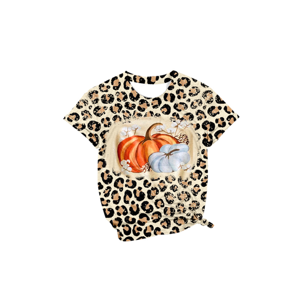 Baby Girls Clothes Shirts Leopard Pumpkins Short Sleeve Tee Shirts Tops Preorder GT0688