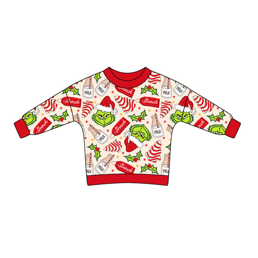 Baby Boys Clothes Tops Christmas Green Face Tree Cake Tee Shirts Tops Preorder GT0726