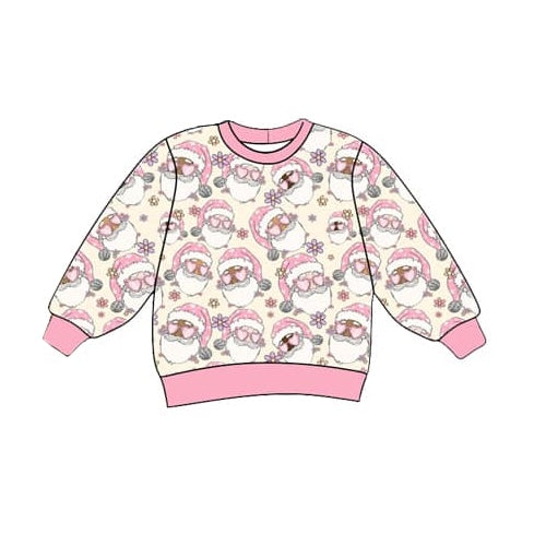 Baby Girls Clothes Tops Chrsitmas Pink Santa Flowers Tee Shirts Tops Preorder GT0729