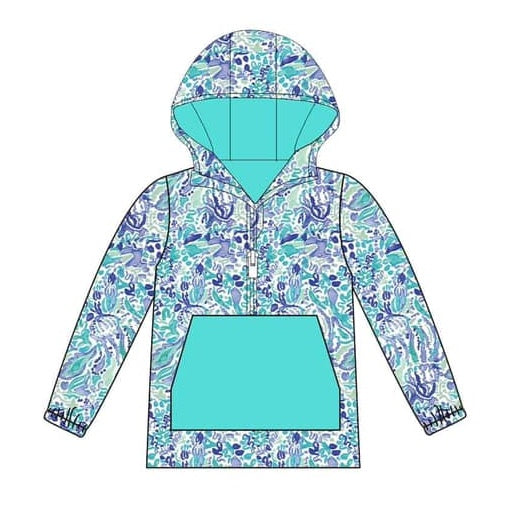 Baby Girls Clothes Tops Blue Seaweed Hooded Long Sleeve Tops Preorder GT0746