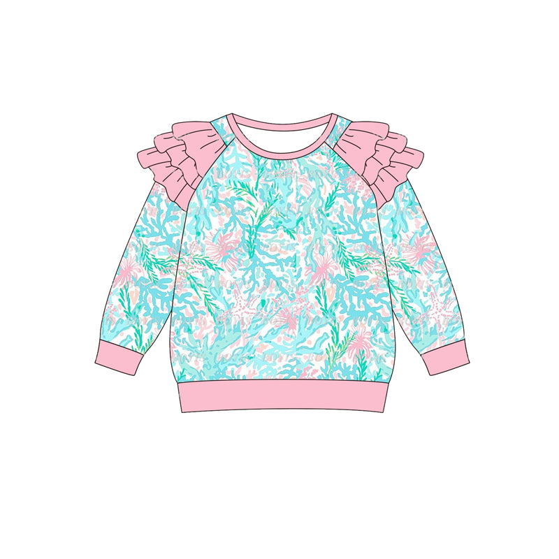 Baby Girls Clothes Tops Light Pink Seaweed Long Sleeve Tee Shirts Tops Preorder GT0763