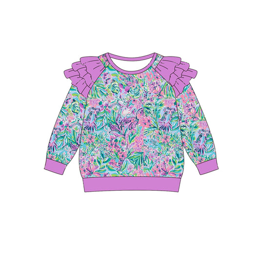 Baby Girls Clothes Tops Purple Seaweed Long Sleeve Tee Shirts Tops Preorder GT0764