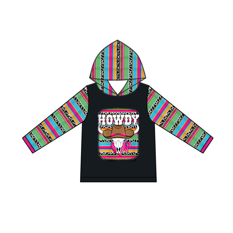 Baby Girls Clothes Hoodies Western Howdy Cow Long Sleeve Hooded Tops Preorder GT0775