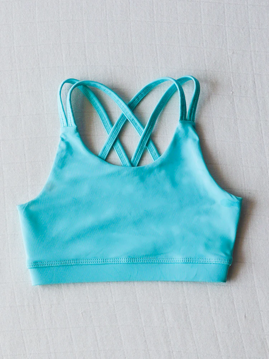 Baby Girls Active Wear Tops Light Blue Strap Yoga Vest Top Preorder GT1008 3.31