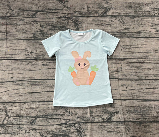 Baby Girls Aqua Short Sleeve Rabbits Carrots Easter T-shirts Top Preorder GT1395 11.15