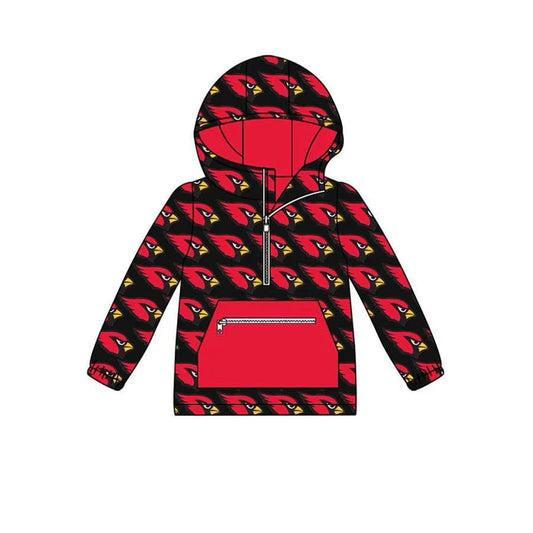 Preorder (moq 5)Baby boys Team black red bird Hooded Pullovers Tops 7.22