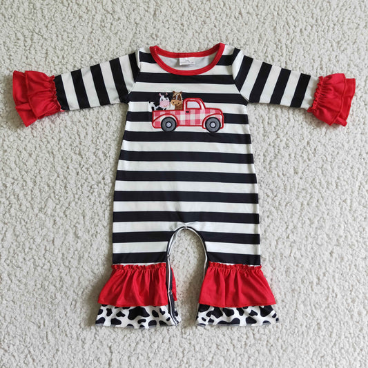 Boutique Girls Rompers Farm Embroidery Fall Baby Romper LR0015 10.3