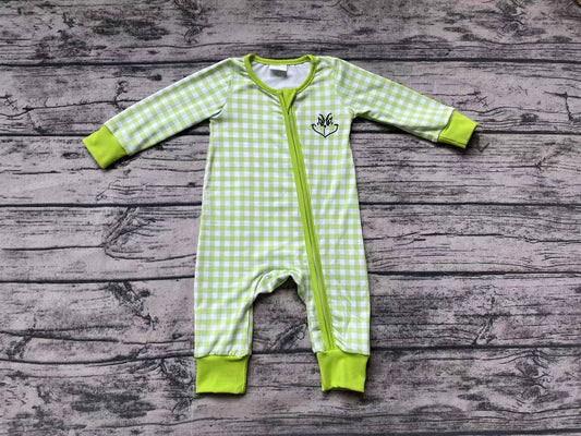 Baby Infant Boys Rompers Christmas Green Zip Long Sleeve Rompers preorder LR1251