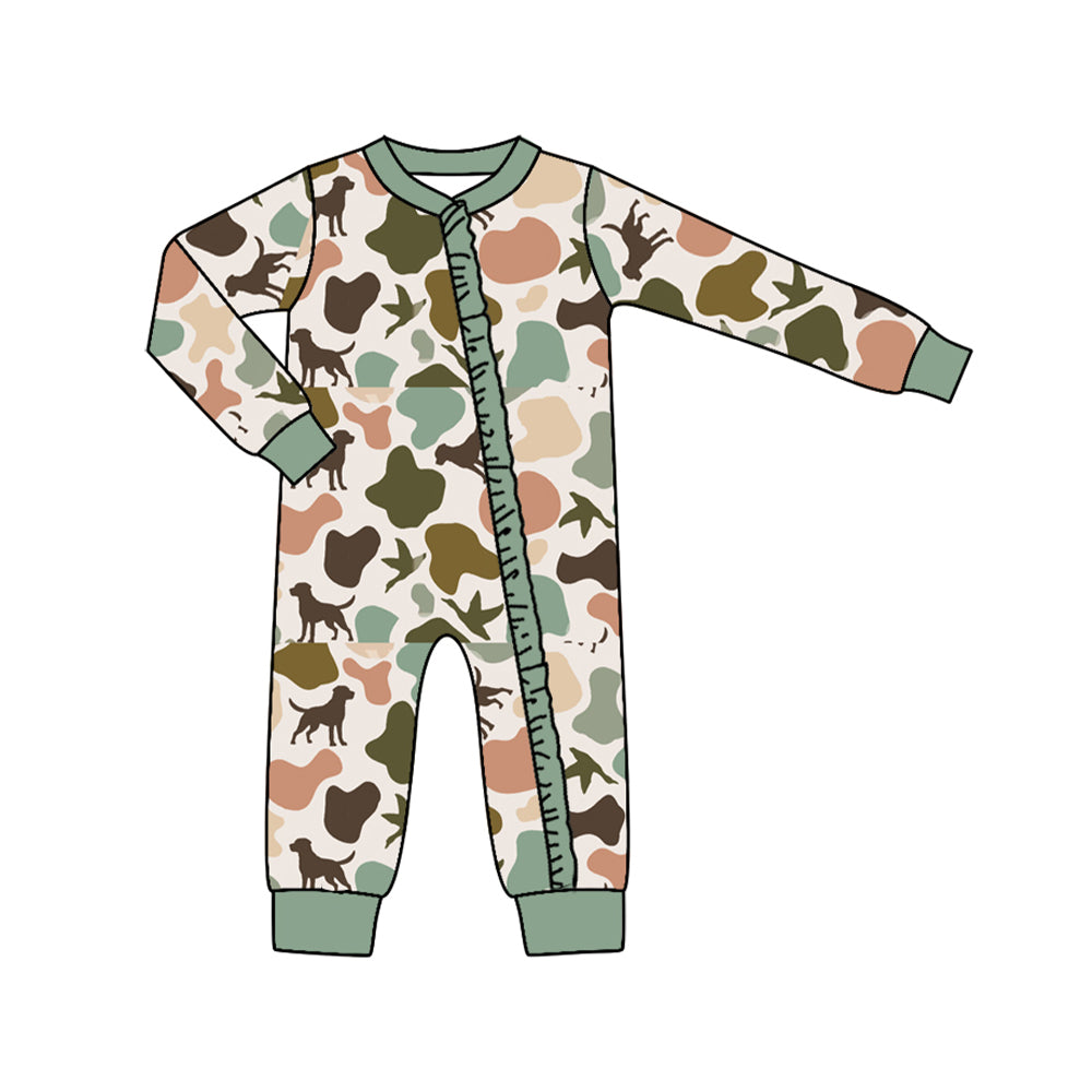 Baby Infant Girls Rompers Camo Dogs Duck Zip Rompers preorder LR1386