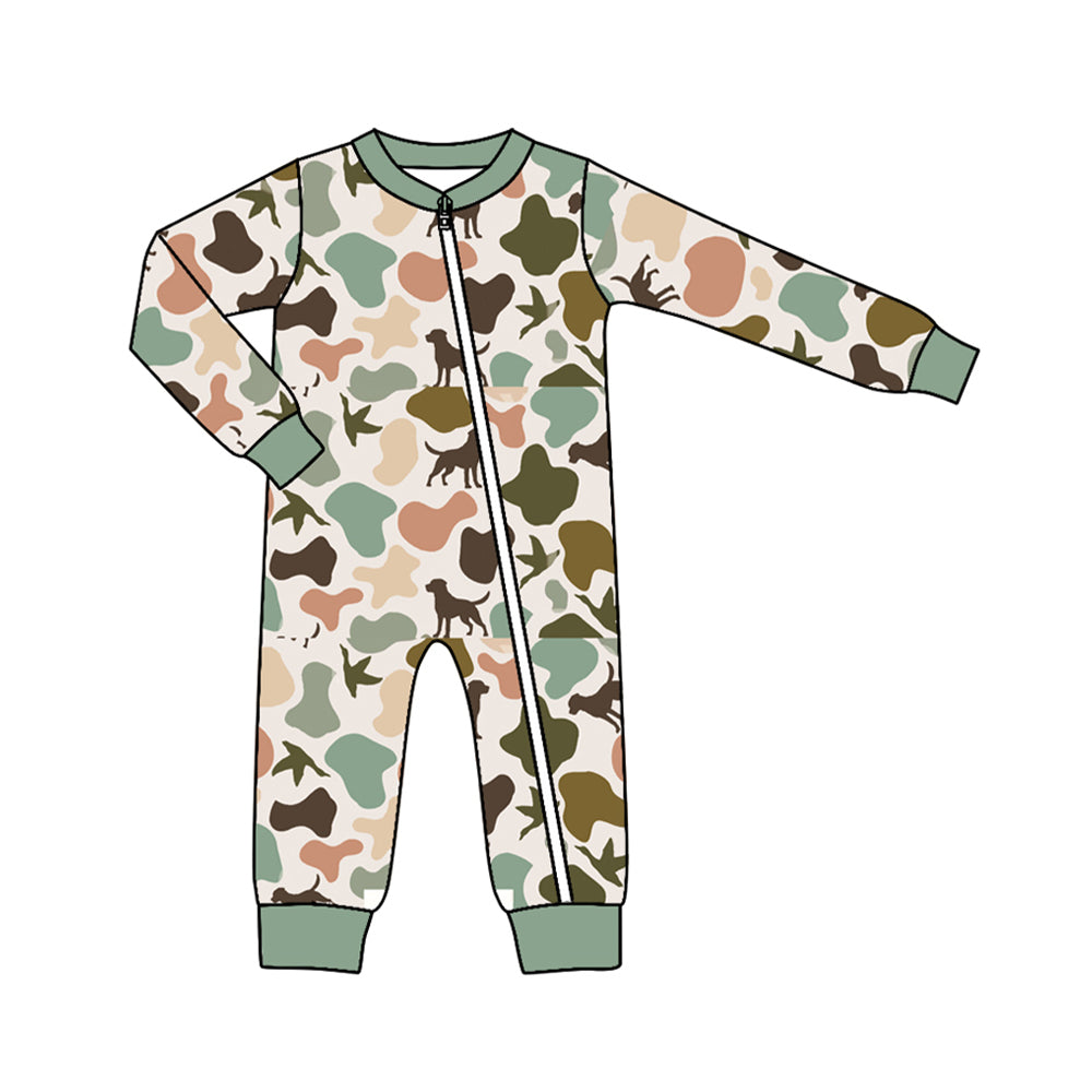 Baby Infant Boys Rompers Camo Dogs Duck Zip Rompers preorder LR1387