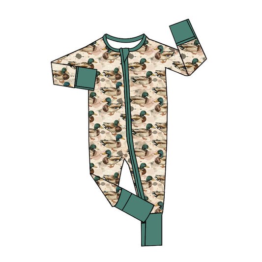 Baby Infant Boys Rompers Mallard Ducks Hunting Zip Long Sleeve Rompers preorder LR1408