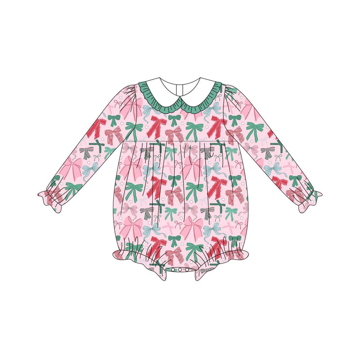 Baby Infant Girls Rompers Christmas Pink Bows Long Sleeve Rompers preorder LR1413