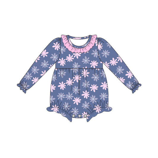 Baby Infant Girls Rompers Pink Flowers Long Sleeve Rompers preorder LR1432