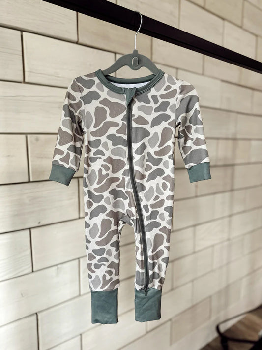 Baby Infant Boys Rompers Grey Camo Zip Rompers preorder LR1461