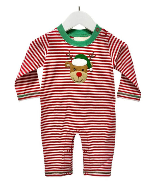 Baby Infant Boys Rompers Red Stripes Christmas Deer Long Sleeve Rompers preorder LR1488