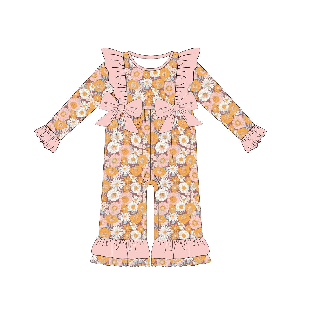 Baby Infant Girls Rompers Pink Bows Flowers Long Sleeve Rompers preorder LR1494