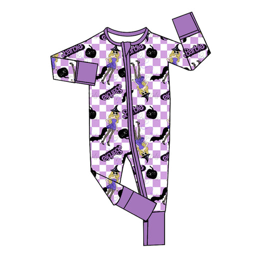 Baby Infant Girls Rompers Purple Doll Pumpkin Zip Rompers preorder LR1530