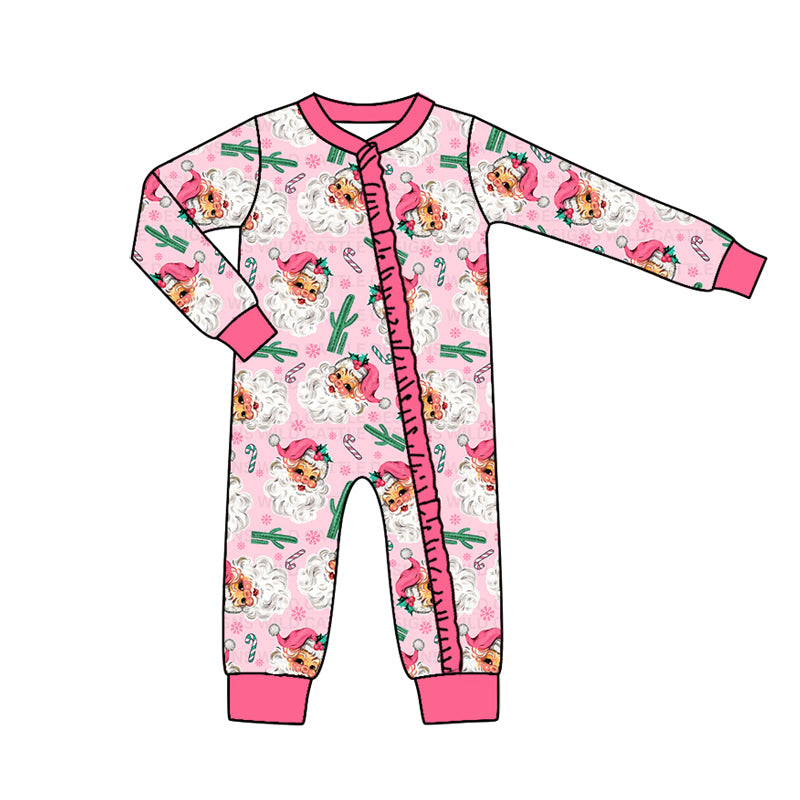 Baby Infant Girls Rompers Western Christmas Santa Cactus Zip Rompers preorder LR1537