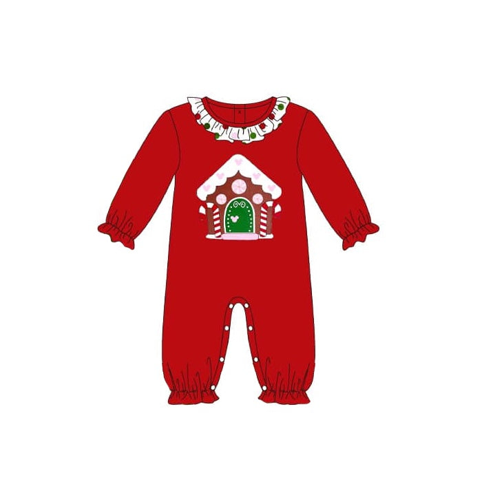 Baby Infant Girls Rompers Christmas House Red Rompers preorder LR1538