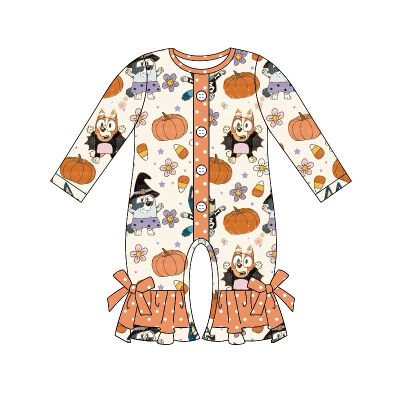 Baby Infant Girls Rompers Halloween Dog Pumpkin Flowers Rompers preorder LR1541