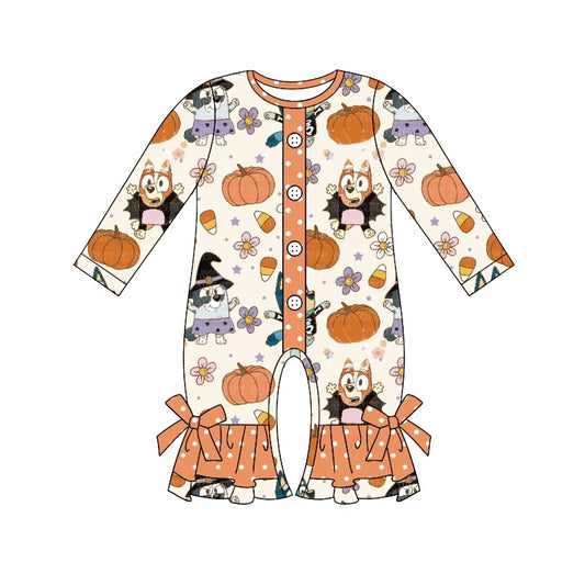 Baby Infant Girls Rompers Halloween Dog Pumpkin Flowers Rompers preorder LR1541