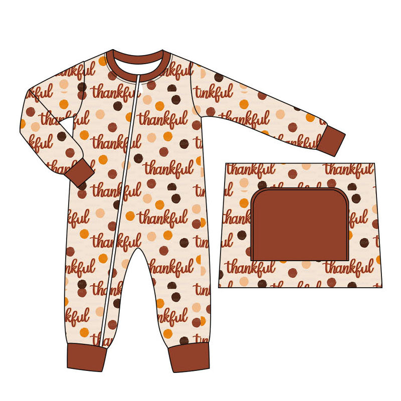 Baby Infant Boys Rompers Thanksgiving Thankful Zip Rompers preorder LR1596