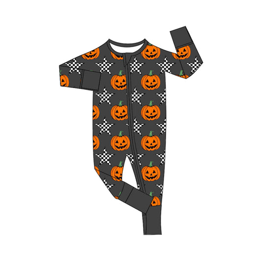 Baby Infant Boys Rompers Halloween Pumpkin Stras Zip Rompers preorder LR1599