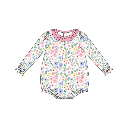 Baby Infant Girls Rompers Pink Flower Long Sleeve Rompers preorder LR1600